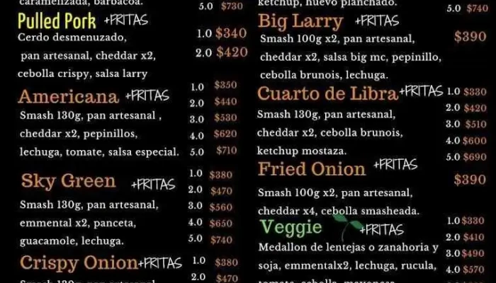 Larrys Burger Menu - Ciudad de la Costa