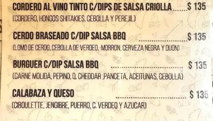 Las Charruitas Empanadas Gourmet -  Menu - Punta del Este
