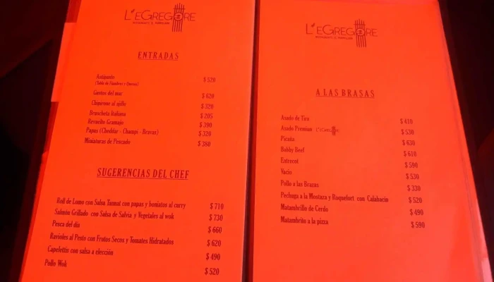 Legregore Menu - Montevideo