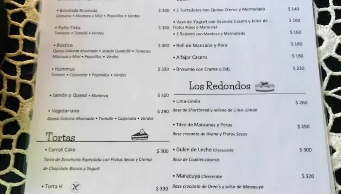 Lentas Maravillas -  Menu - Col. del Sacramento