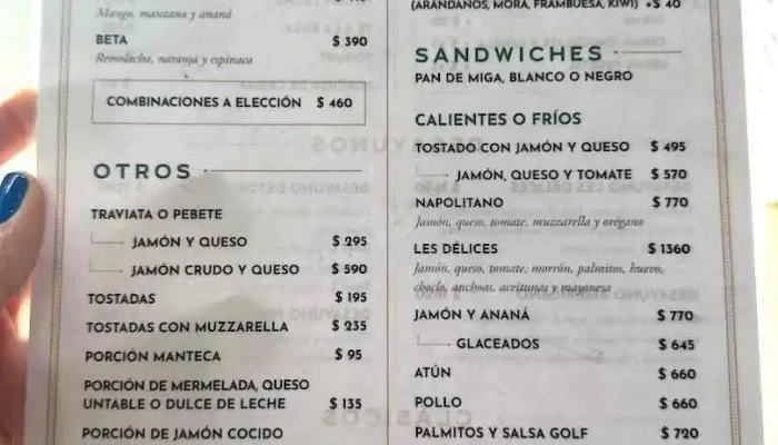 Les Delices Menu - Punta del Este