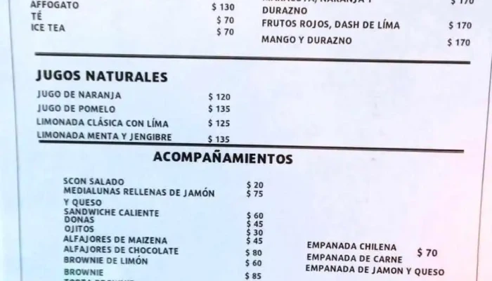 Lets Coffee Menu - Montevideo