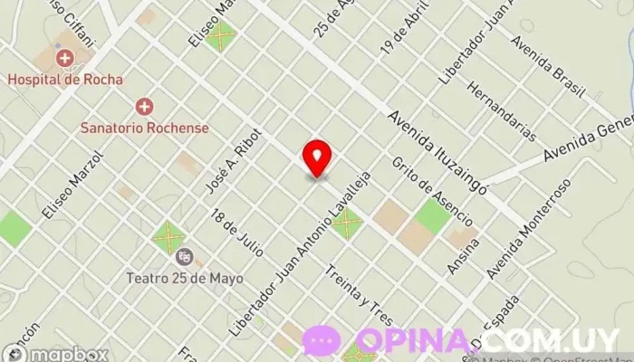 mapa de Librería y papelería Batlle y Ordóñez Mayorista en Rocha