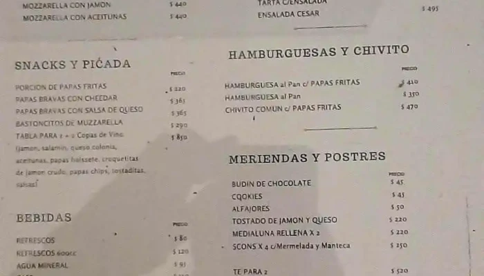 Lisandro Cafe Snack Menu - Montevideo