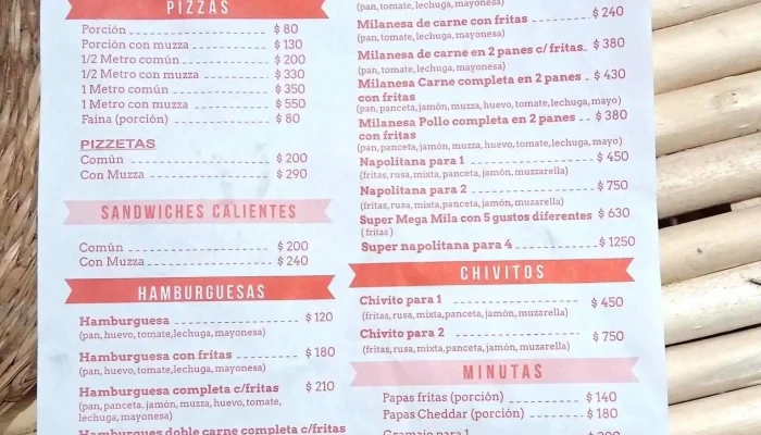 Lo De Santi Pizzas Ex Bar Orlando Menu - Montevideo
