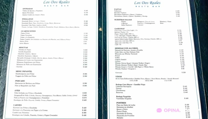 Los Dos Reales Restaurant Familiar -  Menu - Col. del Sacramento
