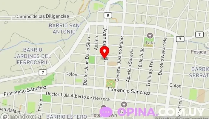 mapa de Médica Uruguaya | Filial de Melo Médico en Melo