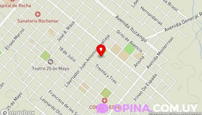 mapa de Medica Uruguaya Hospital privado en Rocha