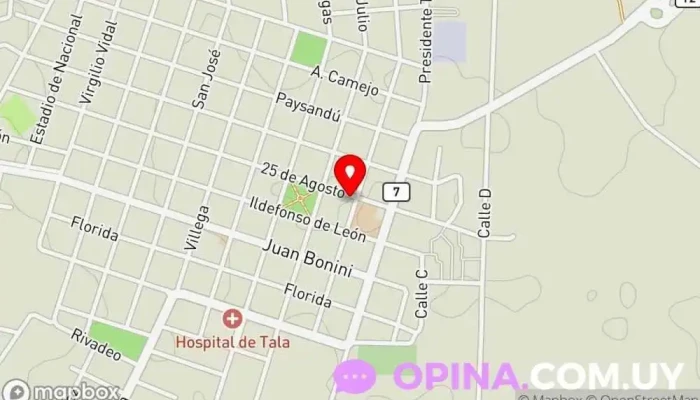 mapa de Médica Uruguaya Tala Centro asistencial de día en Tala