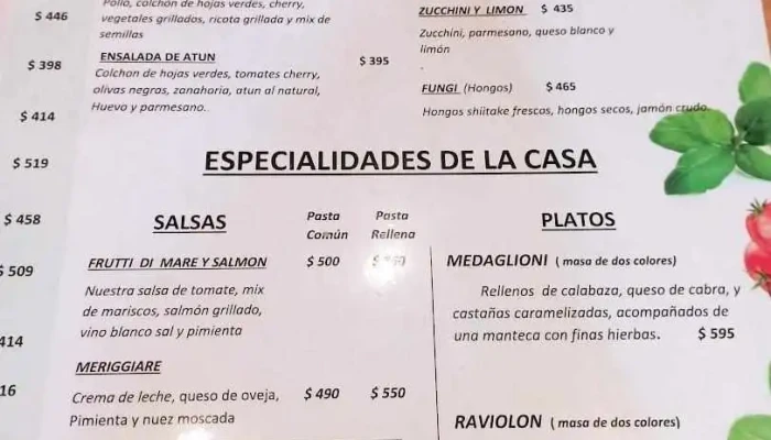 Meriggiare -  Pastas Pizzas E Pane Menu - Montevideo