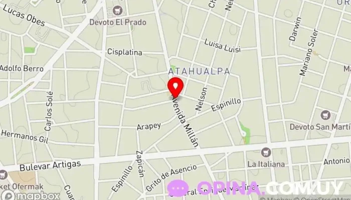 mapa de Millan y americo vespucio Agencia inmobiliaria en Montevideo