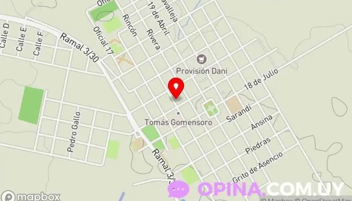 mapa de MINIAGENCIA TOMAS GOMENSORO Institución financiera en Tomas Gomensoro