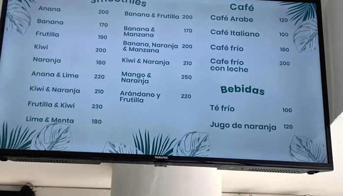 Nectarena Smoothies Cafe Tradicional Menu - Montevideo