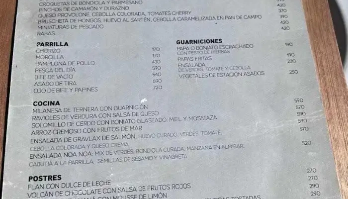 Noa Noa Menu - Montevideo