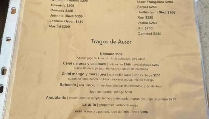 Nomade Parador Menu - Ciudad de la Costa