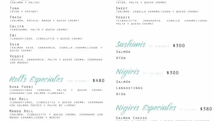 Ohana Sushi Bar -  Menu - Punta del Este