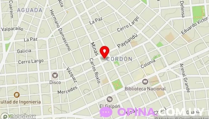 mapa de Organización Nacional de Fútbol Infantil (ONFI) Escuela deportiva en Montevideo