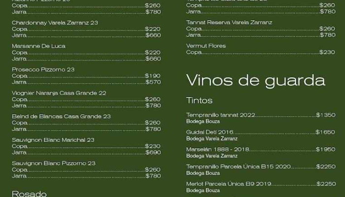 Oriundo Menu - Montevideo