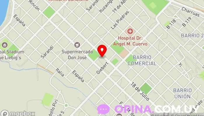 mapa de Ortopedia Ayuda's. Clínica ortopédica en Fray Bentos