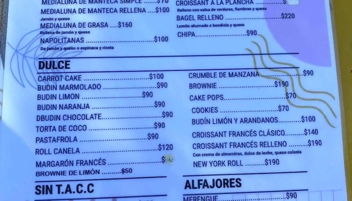 Pan Comido Cafe Menu - Montevideo