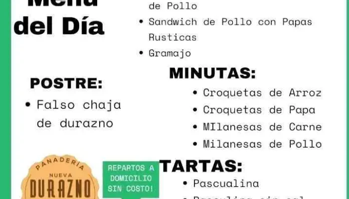Panaderia Nueva Durazno Menu - Durazno
