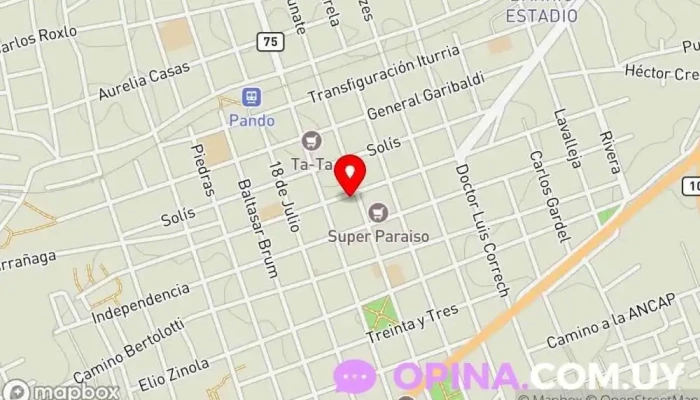 mapa de Pando Envases Papel Papelería, Tienda de cubertería, Empresa de embalaje en Pando