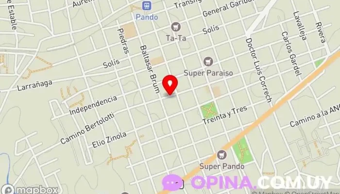 mapa de PandoLab Laboratorio de análisis clínicos, Clínica ambulatoria en Pando