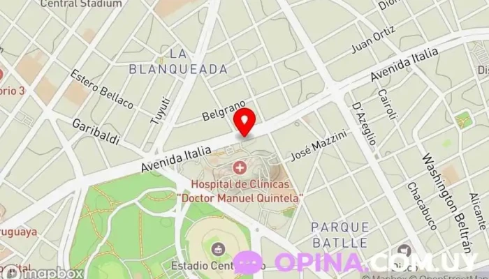 mapa de Parada COT Hospital de Clinicas Estación de autobuses en Montevideo