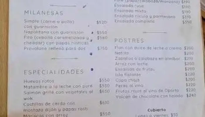 Parador Fito -  Menu - Piedras de Afilar
