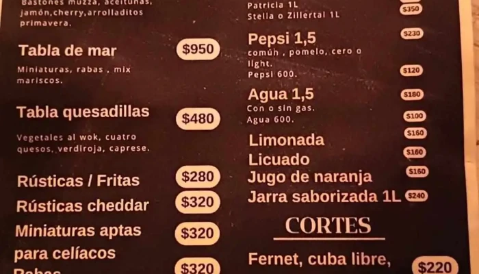 Parador La Dorada -  Menu - Ciudad de la Costa