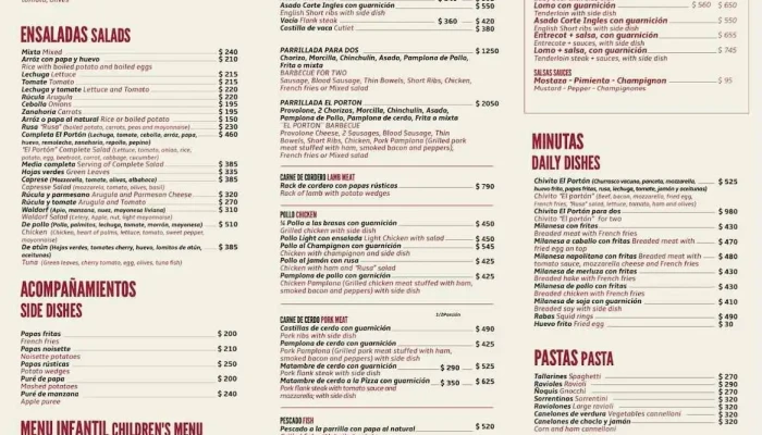 Parrillada El Porton Menu - Col. del Sacramento
