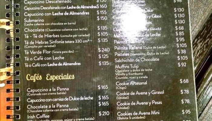 Pasteleria Caffe Porto Vanila Menu - Montevideo