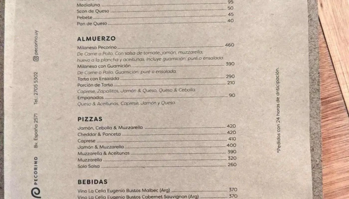 Pecorino -  Menu - Montevideo