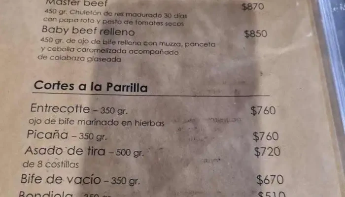Pellicer Parrilla Gourmet -  Menu - Montevideo