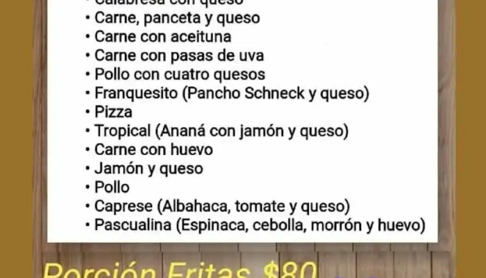 Pelucas El Mago De La Empanada Menu - Rivera