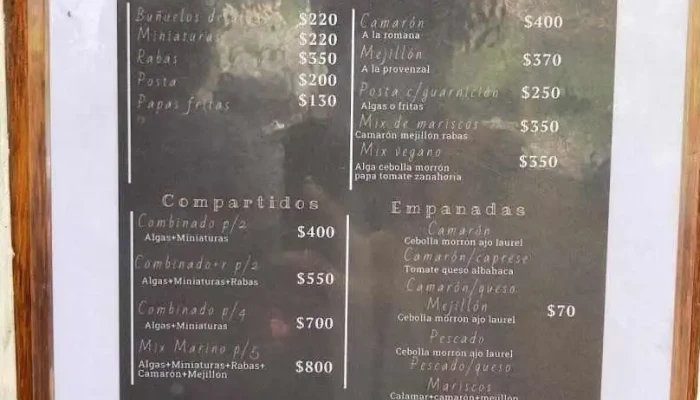 Pescaderia Tupambae Ornella Menu - Piriápolis
