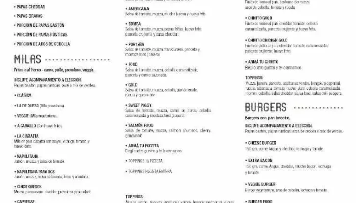 Pizza Food Menu - Montevideo