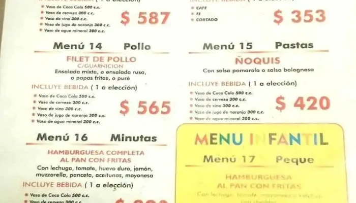 Pizza Subte -  Menu - Montevideo