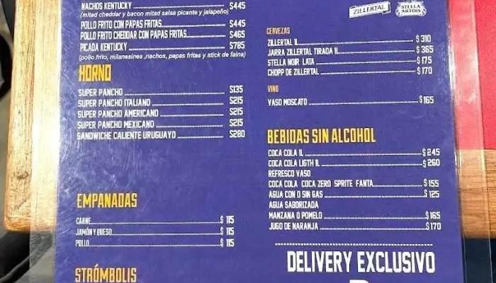 Pizzeria Kentucky Menu - Montevideo