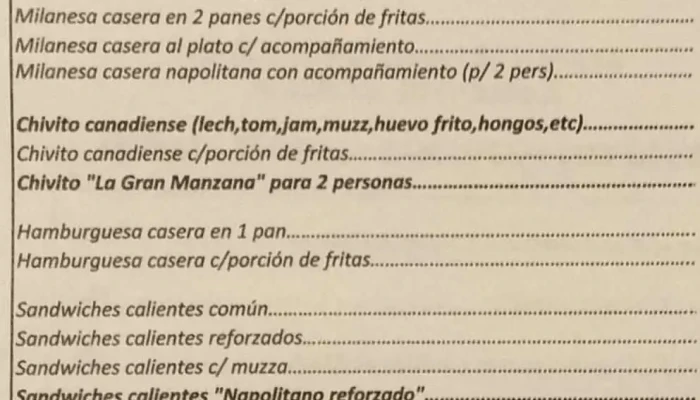 Pizzeria La Gran Manzana -  Menu - Mercedes