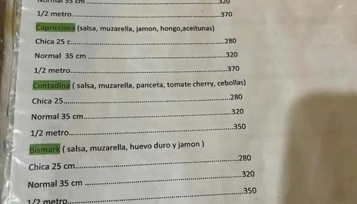 Pizzeria Sapori D Italia Menu - Artigas