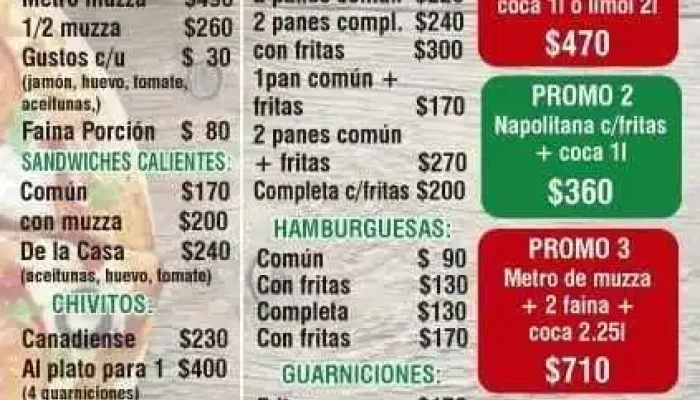 Pizzeria Y Rotiseria Yannette Menu - Montevideo