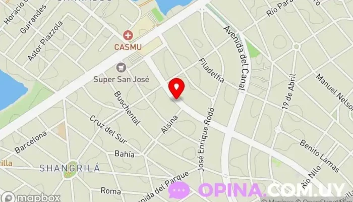 mapa de Policlina Hospital Evangélico Centro de salud en Las Piedras