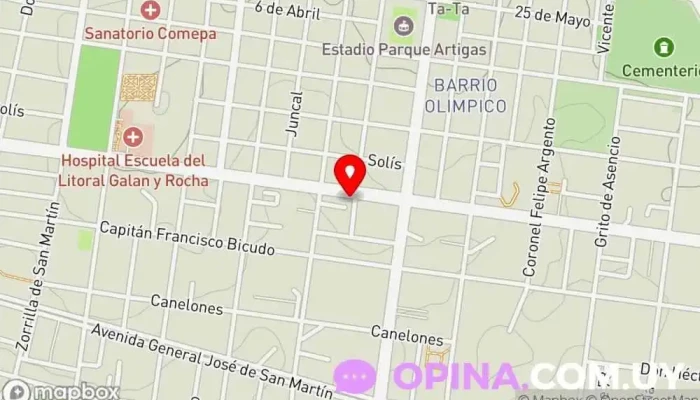 mapa de Policlinica El Techo Hospital en Paysandú