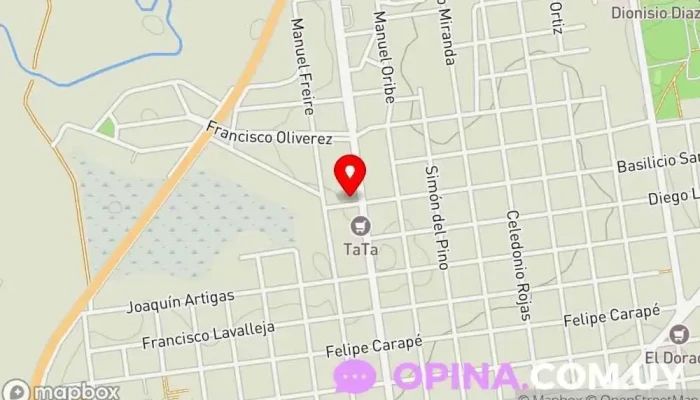 mapa de Policlinica La Floresta Centro de salud comunitario en Ejido de Treinta y Tres