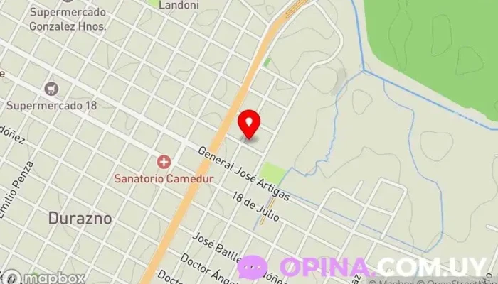 mapa de Policlínica Puerto de los Barriles Hospital general en Durazno