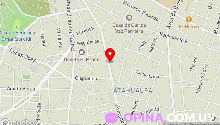 mapa de Policlínica Santiago de Compostela Atahualpa Clínica ambulatoria en Montevideo