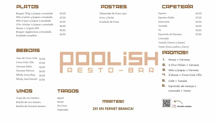 Poolish Resto Bar -  Menu - Montevideo