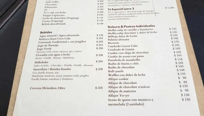 Porto Vanila Caffe Menu - Ciudad de la Costa