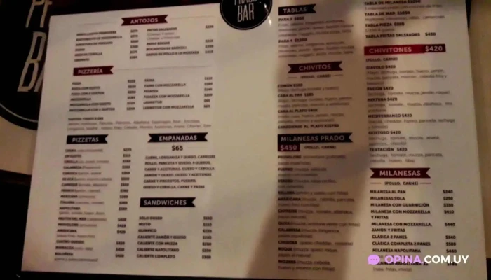 Pradobar Menu - Montevideo